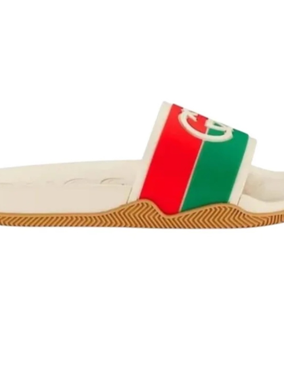 Saks Fifth Avenue White Slide with Red & Green Accent